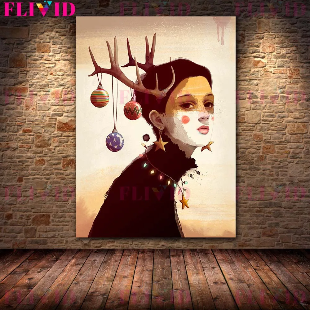 Vintage قناع فتاة البكاء مثير امرأة الغراب جدار الفن قماش اللوحة الملصقات والمطبوعات ديكور المنزل جدار صور لغرفة المعيشة