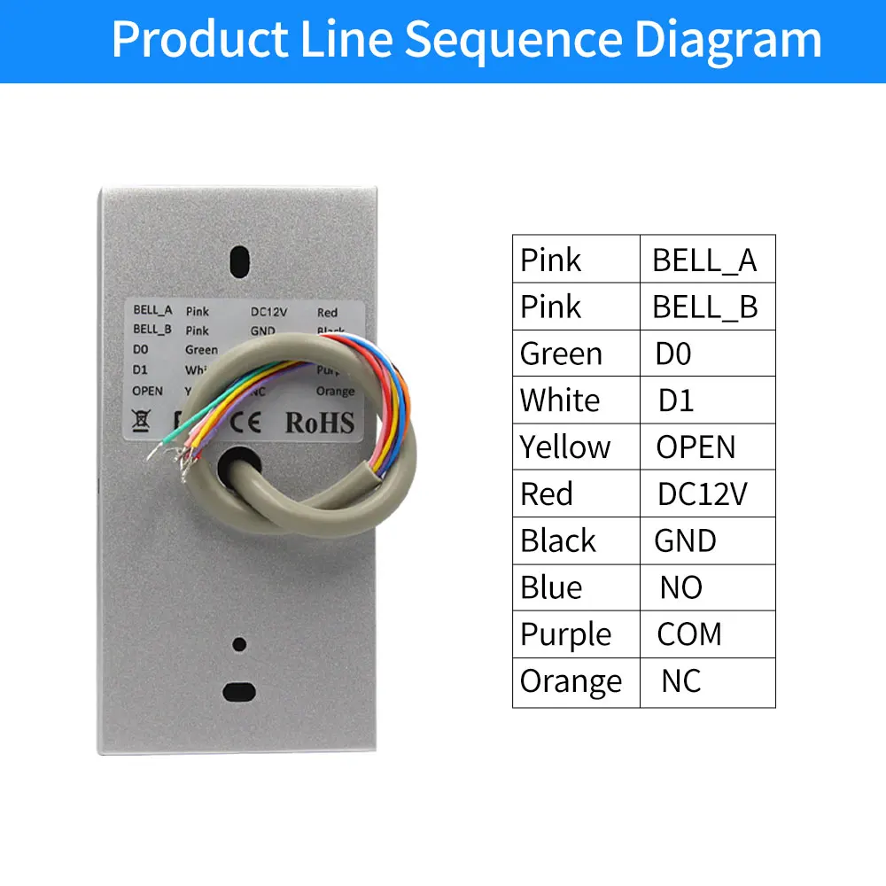 Contrôleur d\'accès RFID extérieur, clavier en métal de zinc, lecteur de carte, porte-clés pour système de contrôle d\'accès de porte, étanche IP67,