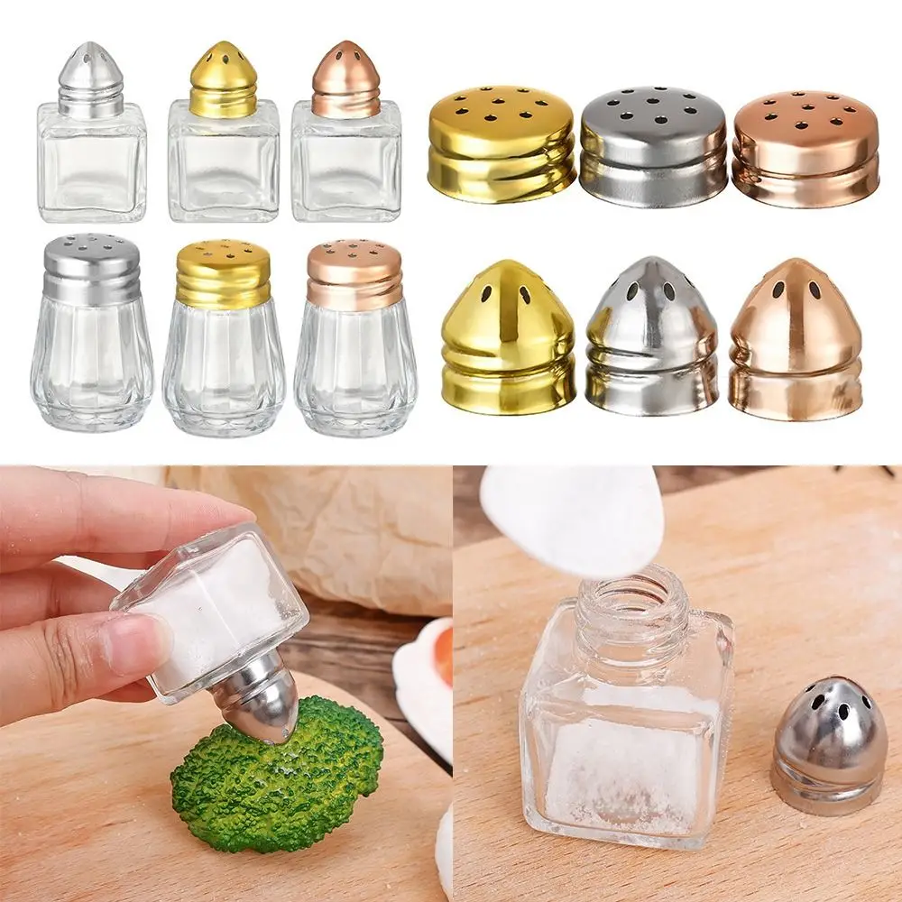 10/15ML Mini Seasoning Bottle Transparent Glass Spice Jars BBQ Pepper Spice Salt Shaker Jar Food Storage Container with Lid