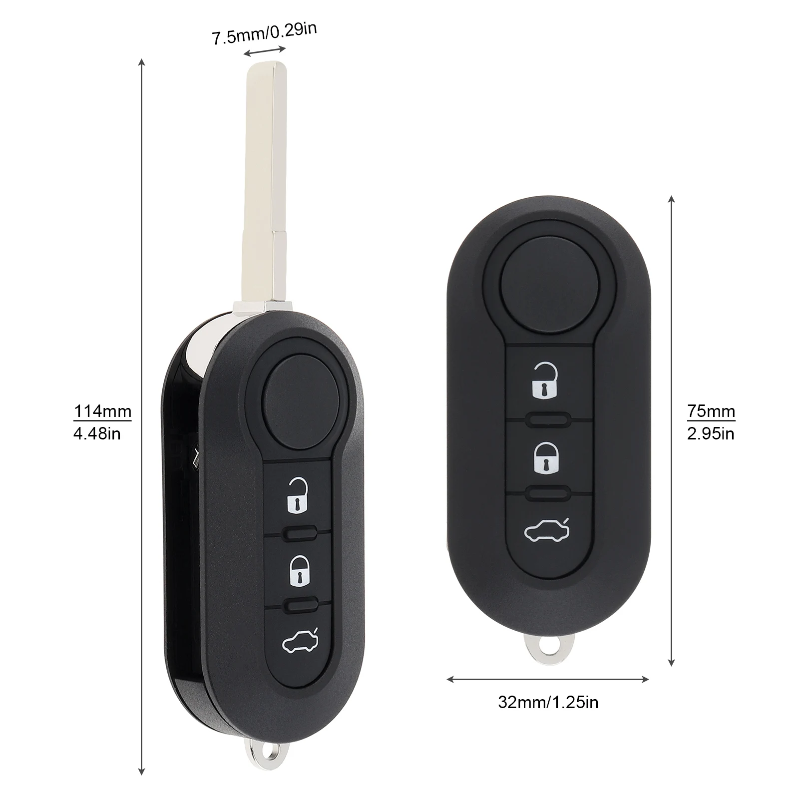 3 Buttons Car Key Remote Control Folding Housing Replacement Car Key Shell Case Fit for Fiat 500 / Punto / Panda / Bravo