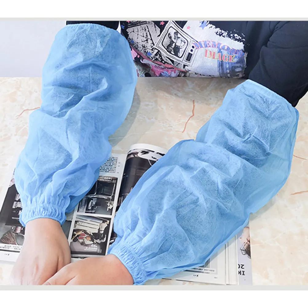 20Pcs Disposable Arm Sleeves Oil Resistant Kitchen Cleaning Protective Oversleeves Comfortable Breathable Elastic Cuffs for Men