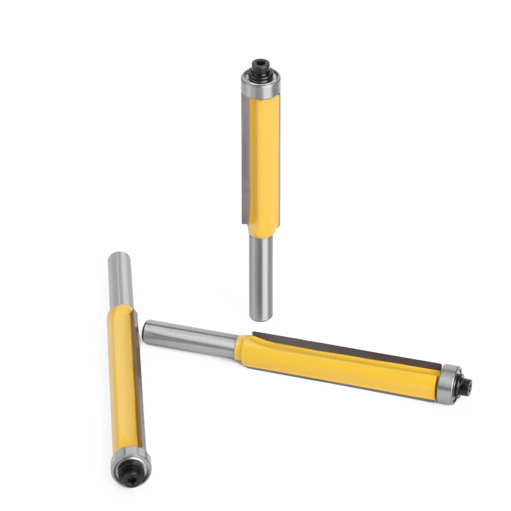 8mm Shank Long Blade Flush Trim Router Bit With Bearing for Wood Template Pattern Bit Tungsten Carbide Milling Cutter