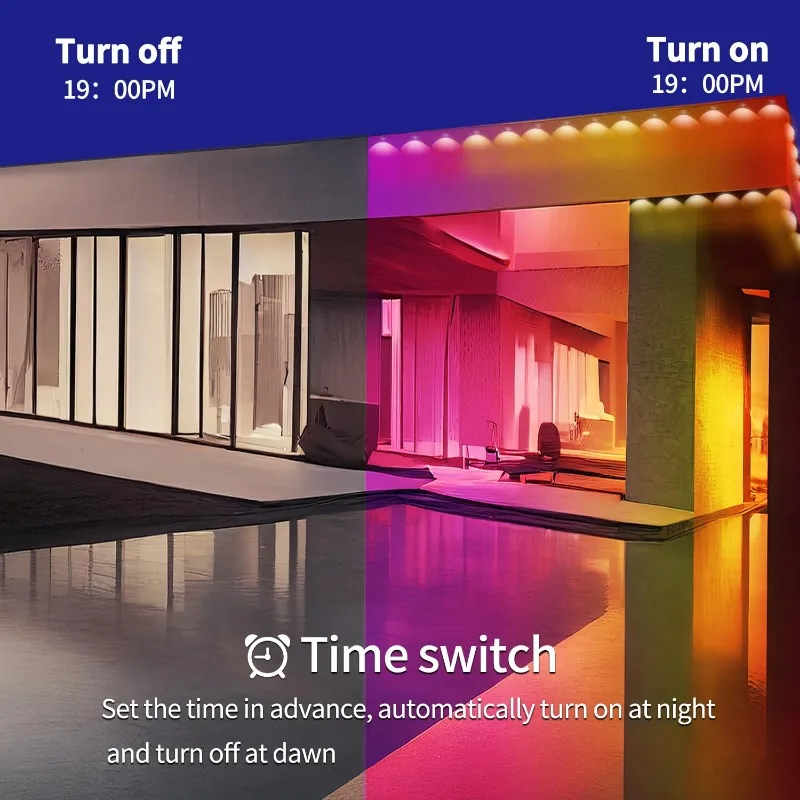 Beirais ao ar livre luzes led ip67 à prova dip67 água corda de luz permanente com controle remoto para jardim pátio decoração festa lâmpada