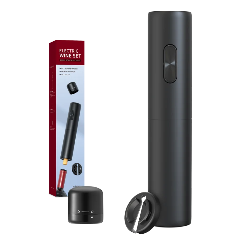 Electric Wine Bottle Opener with Foil Cutter One-click Button Rechargeable Automatic Red Wine Corkscrew for Party Bar Wine Lover
