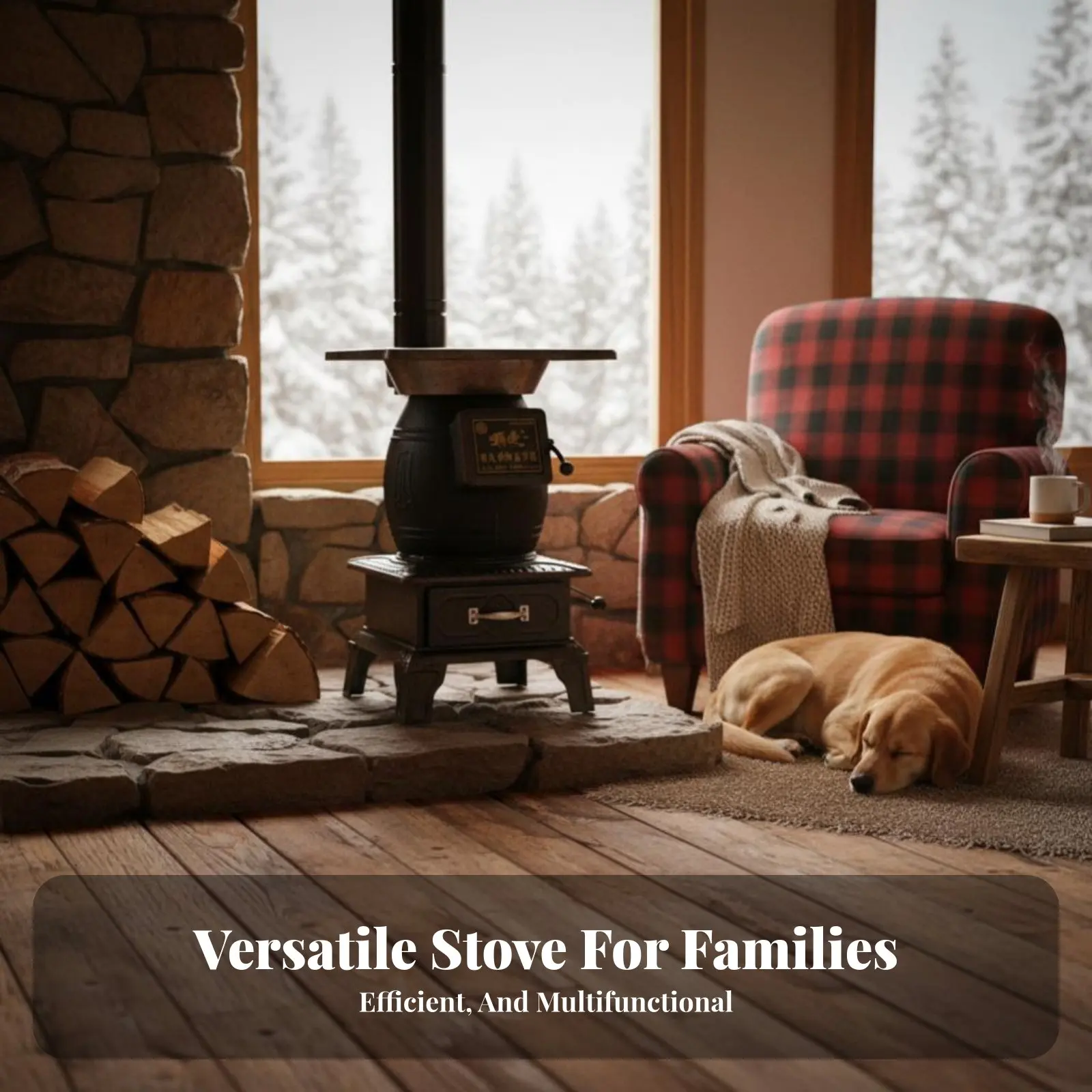 

Утолщенная чугунная дровяная печь для отопления дома, энергосберегающая, с функцией приготовления пищи, полный комплект для использования в помещении