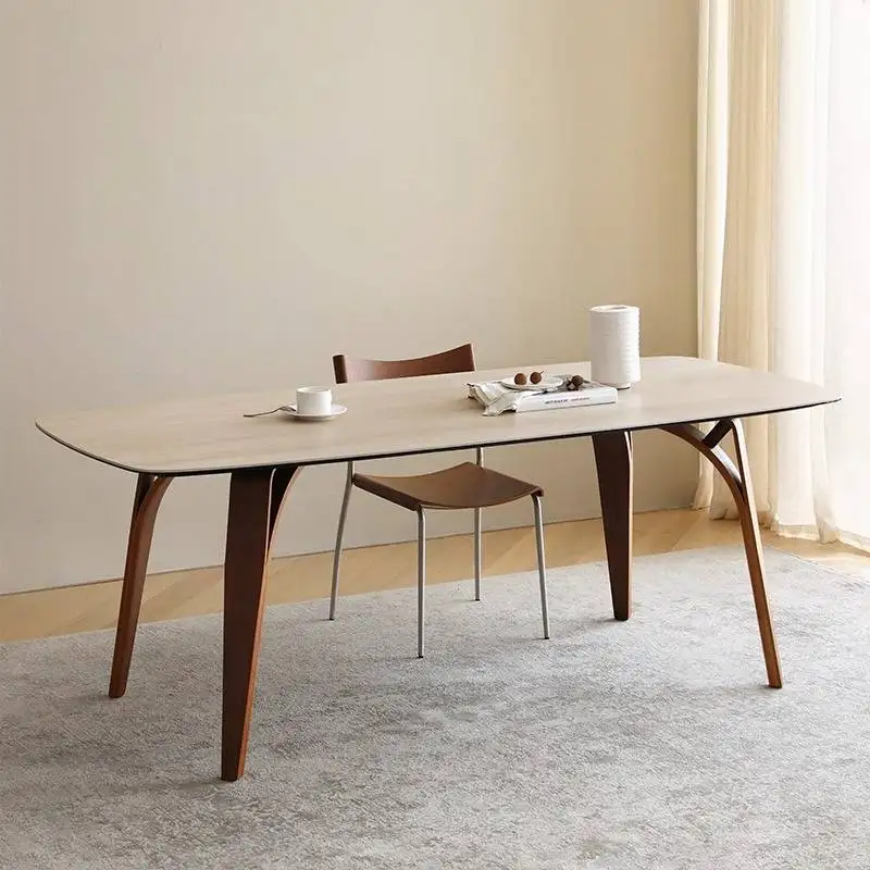 Modern Design Dining Table Decor Protect Unique Sintered Stone Walnut Dining Table Luxury Nordic Mesa Comedor Furniture For Home