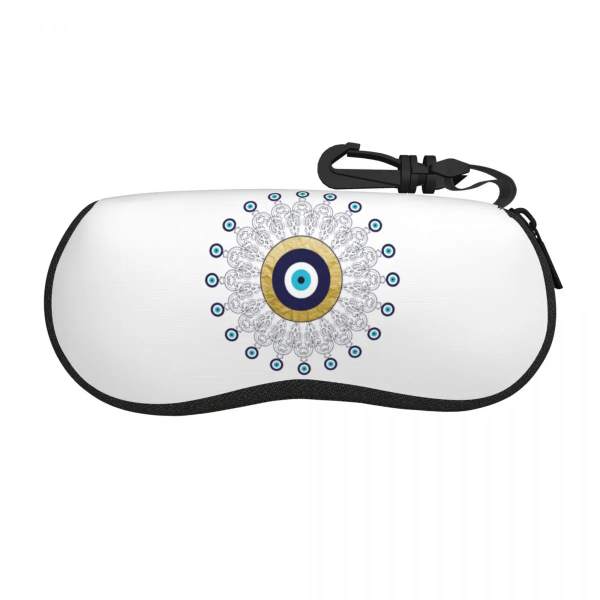 Custom Evil Eye Mandala In Gold And Blue Eyeglass Glasses Case Women Men Soft Lucky Charm Amulet Sunglasses Protective Bag