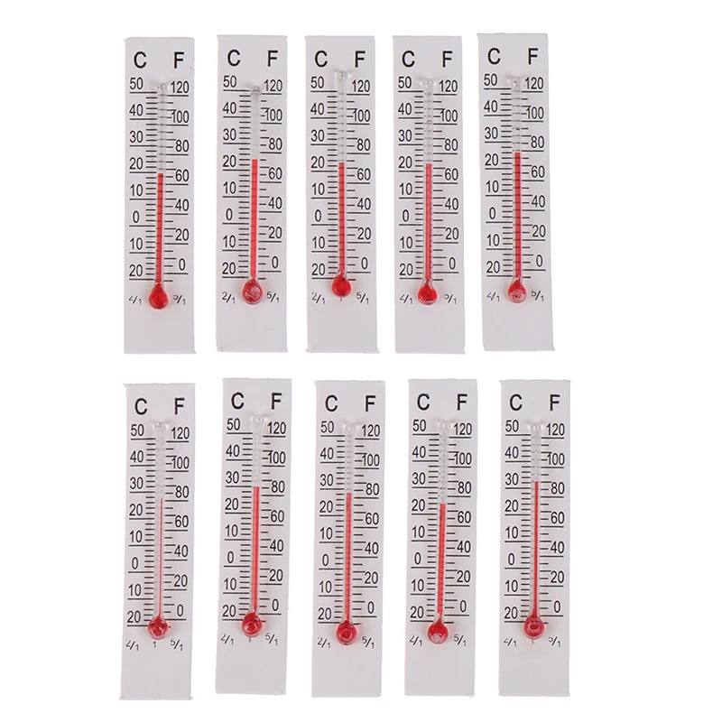 10 Pcs 5cmX1.1cm Miniature Paper Cardboard Thermometer Indoor -20-50 Celsius