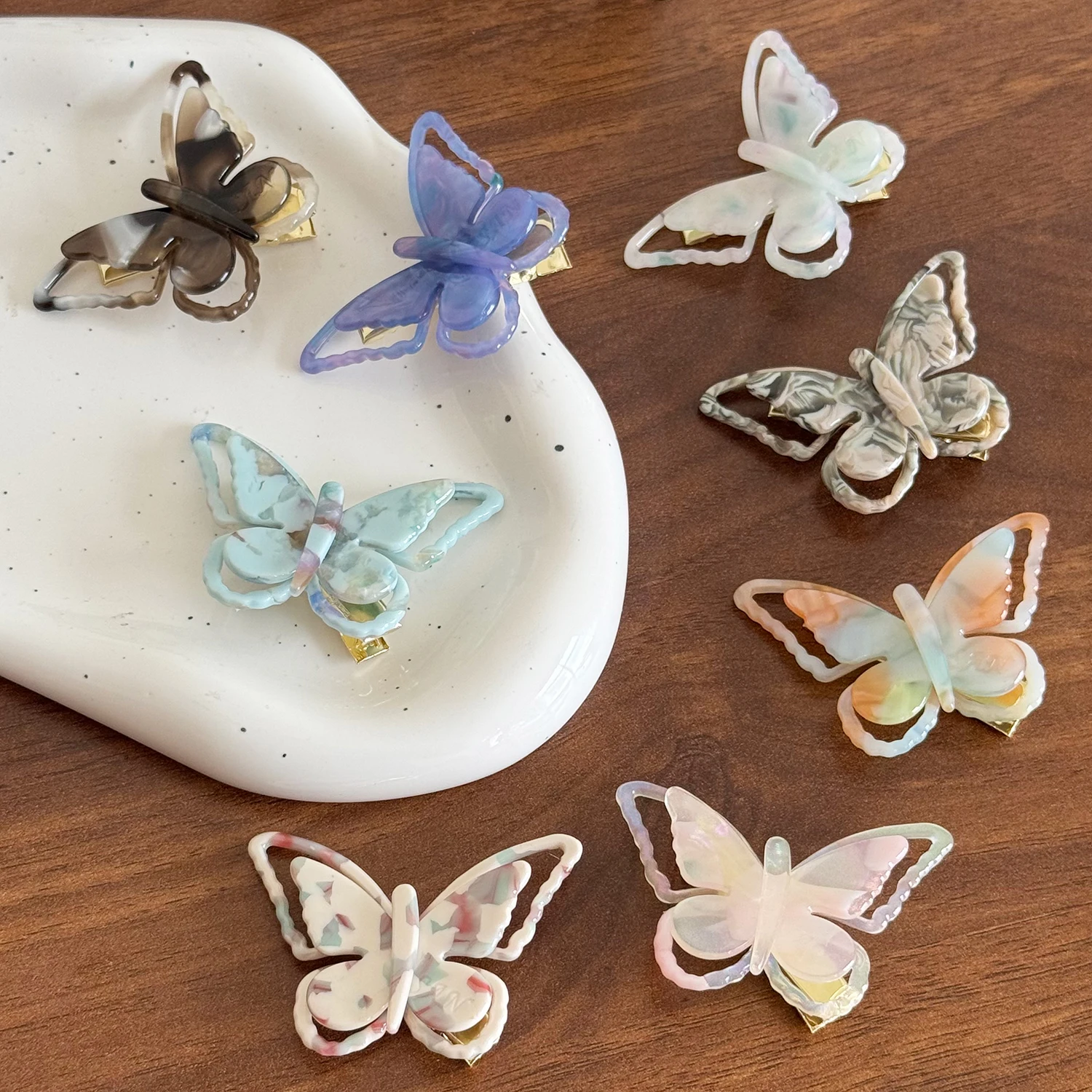

French dreamy duckbill clips, sweet and versatile acetate butterfly hair clips, high appearance level bangs clips, high-end side