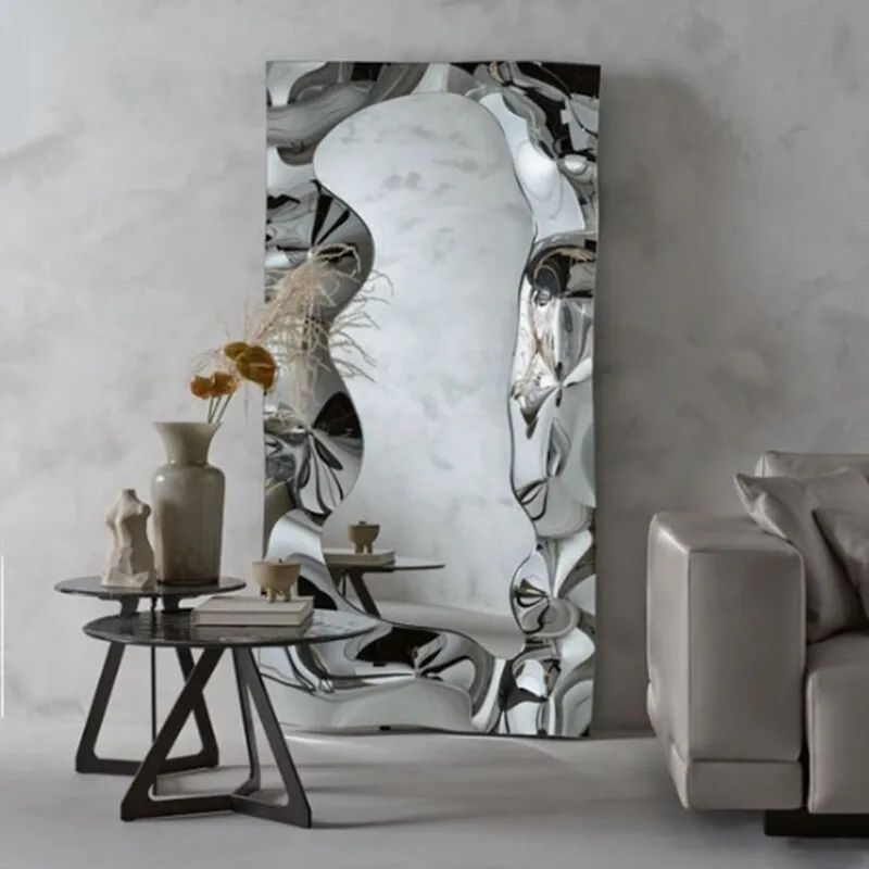 High Quality Art Home Decoration Square Rectangular Metal Unique Mirror Modern Wall Mirror Metal Wall Art Decoration