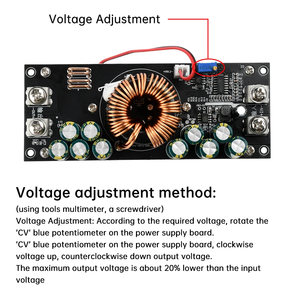 

DC15V-90V to DC2.5V-72V Step-Down Module DC-DC Buck Converter 1500W Adjustable Step-Down Power Supply Module Voltage Regulator