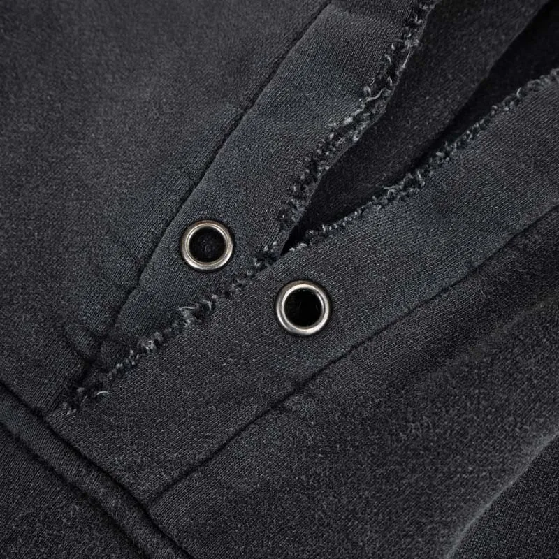 الاتجاه الماركات هوديي الرجعية تفعل القديمة ممزق هول عادية فضفاض البلوز عالية الجودة المرقعة طباعة الصوف مقنعين البلوز