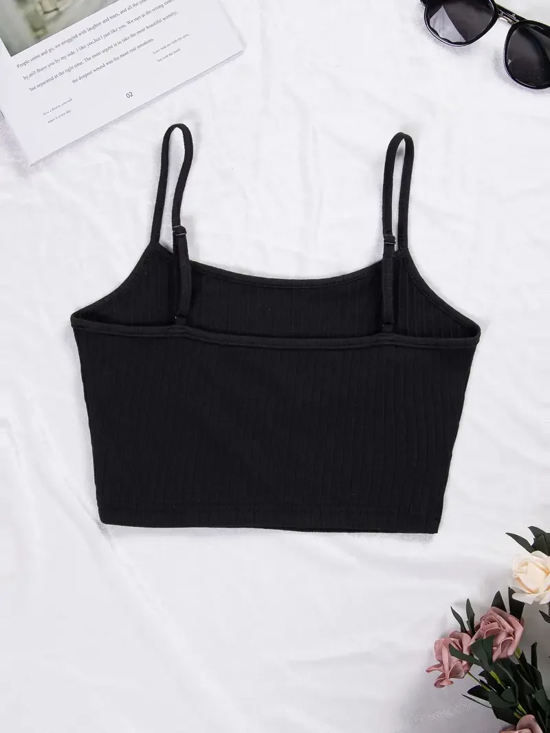 Bolid Rib dzianina Spaghetti z paskami na górze casualowa bez rękawów bez pleców Crop Top damska odzież damska