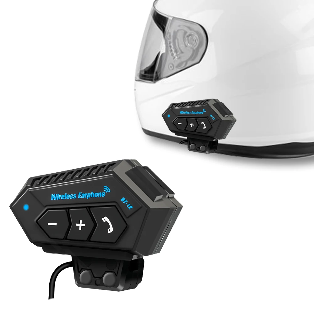 BT12 Xe Máy Tai Nghe Không Dây Bluetooth Rảnh Tay Gọi Bộ Stereo Chống Nước Nghe Nhạc Loa Cho Moto Tai Nghe Chụp Tai