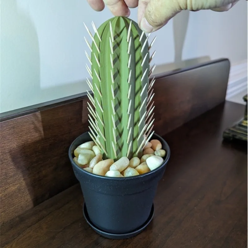3D printing cactus simulation potted toothpick box cactus Toothpick dispenser view 4