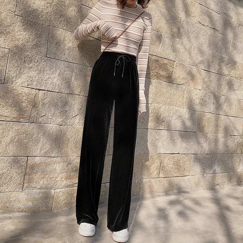 

Velvet Leg Pants for Women High Korean Fashion Women Clothing Y2k Pants