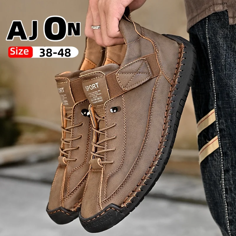 

2025 new men's plus size hand-padded rubber-soled breathable casual shoes classic sewing shoes to help men's sports shoes