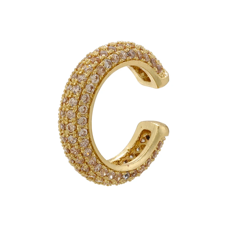 ZHUKOU C shape Ear cuffs 16 colors Cubic Zirconia women ear clips olive green clip on earrings fashion Jewelry wholesale VE131