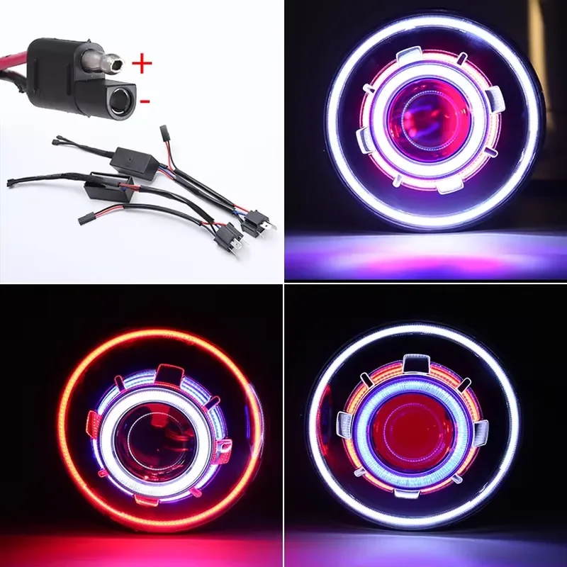 7 Inch Led Headlight/Hid Starry Headlights With Devil Demon Eye Headlight Led Angel Halo Lamp for Jeep Jk 1997-2007 Hummer