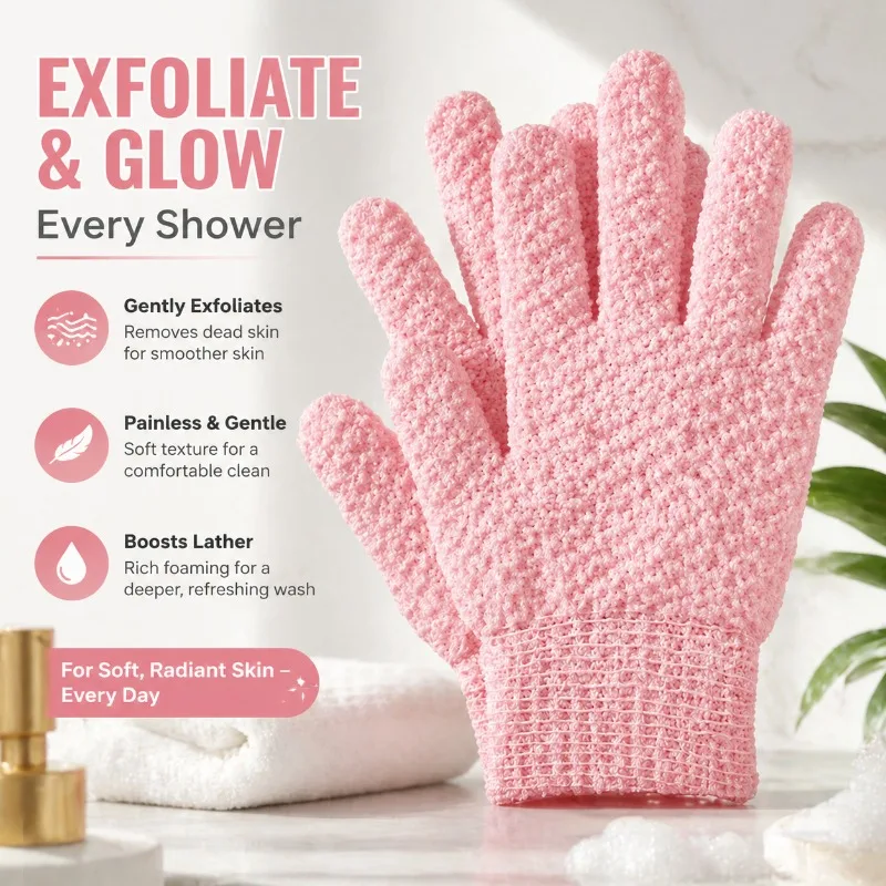 Five-finger Exfoliating Bath Glove Dead Skin Remover Shower Mitten Skin Scrub Bath Towel Painless Body Exfoliator Exclusive