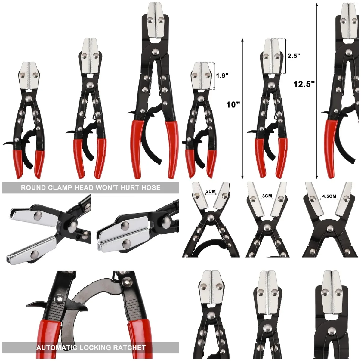 

Плоскогубцы для металлических шлангов, храповые механизмы, 8–12 дюймов, для охлаждающей жидкости, радиатора, топливных шлангов