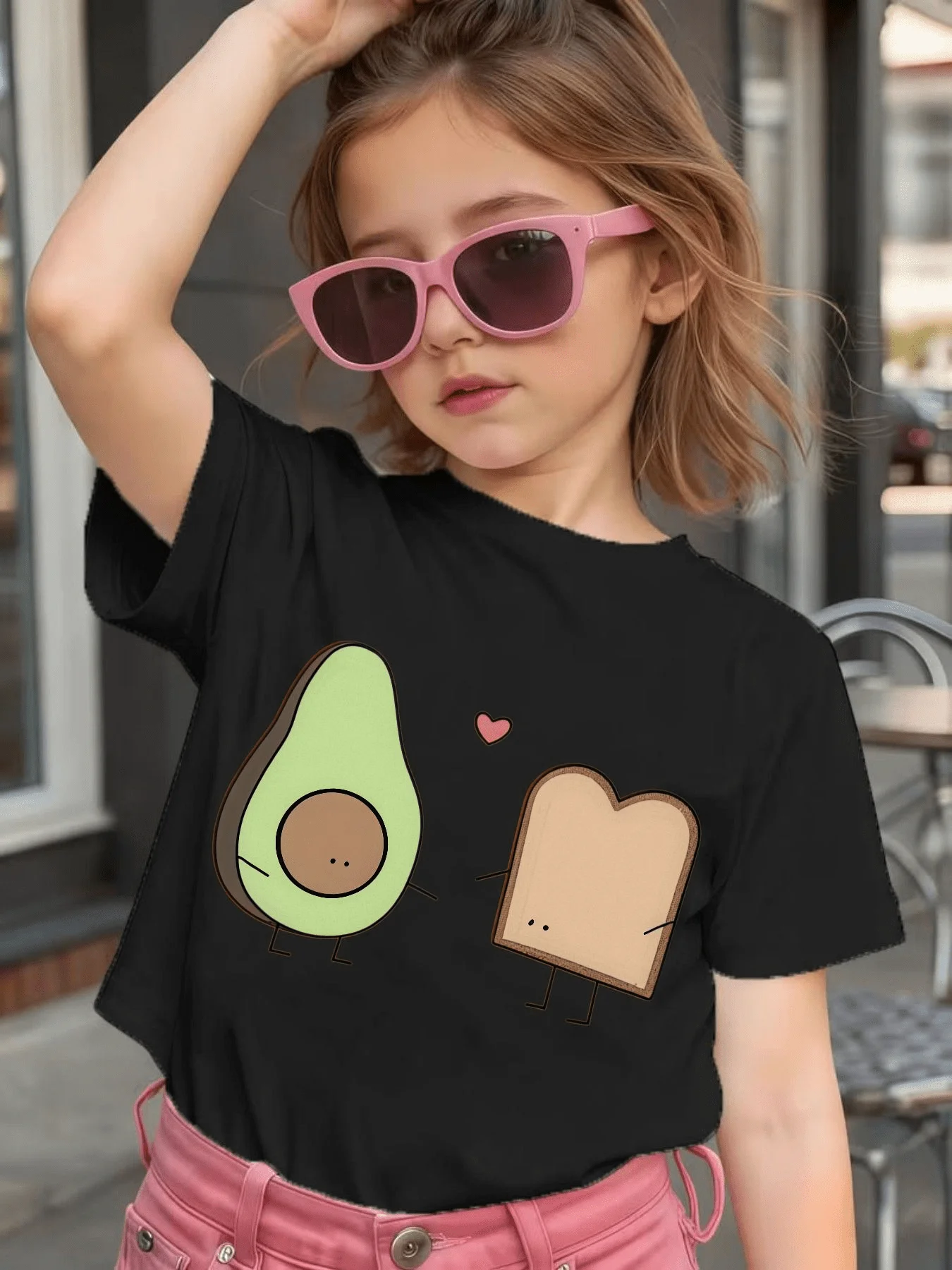 Cute Avocado Toast Love Cartoon Graphic Kids Tee Boys Girls Family Matching Cotton Crew Neck Short Sleeve Soft Summer Tee