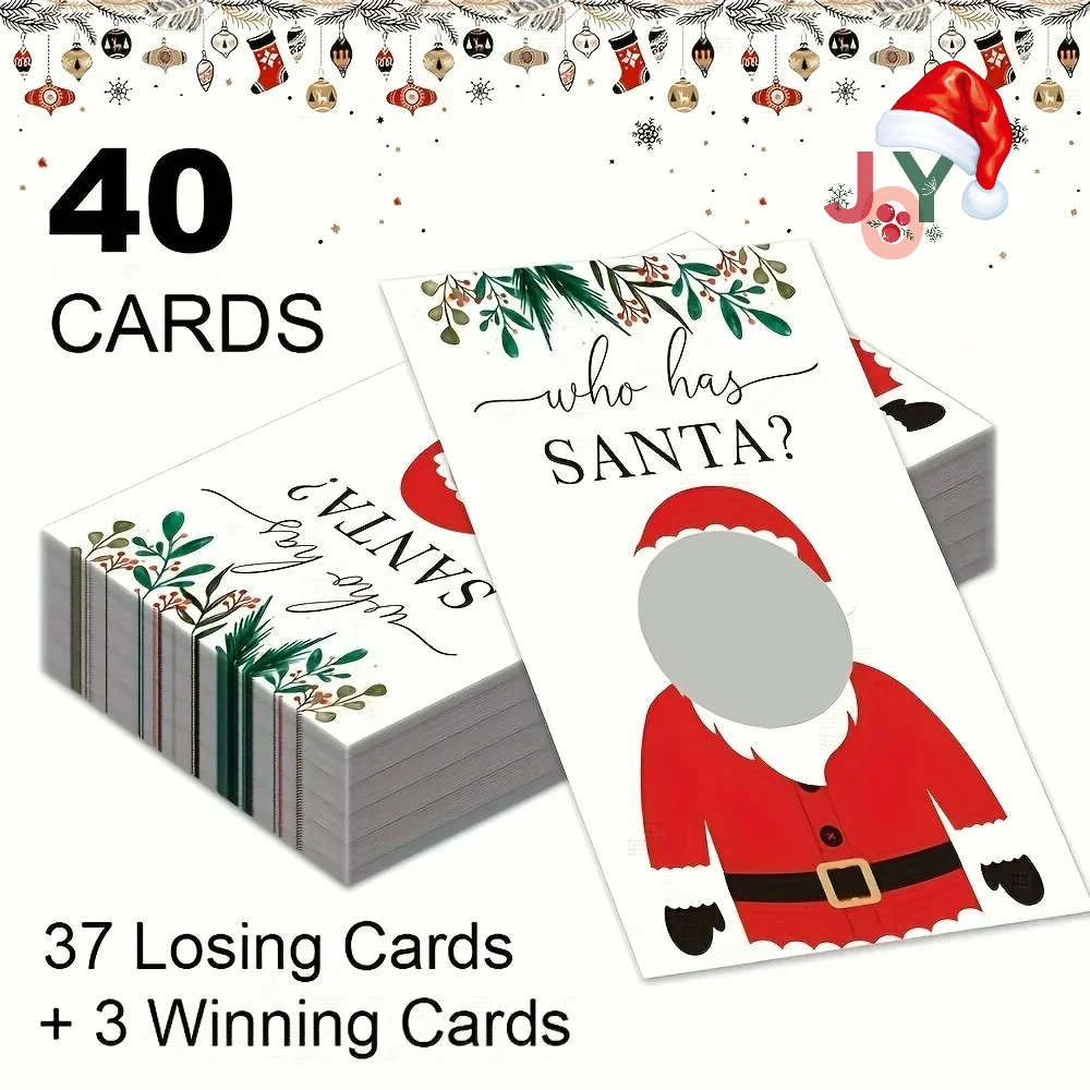 40 قطعة من بطاقات ألعاب عيد الميلاد - "من لديهم سانتا؟" نشاط حفلة العطلات لحدث عيد الميلاد ومستلزمات الحفلات
