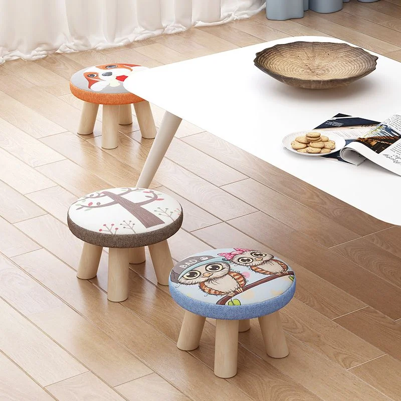 

Small Stool Household Shoe Changing Stools Round Stools Cute Sofa Stool Coffee Table Chair Soft Seat Bench Ottomans Solid Wood