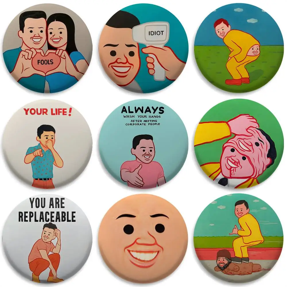 

Art J-Joan C-Cornella Badges Round Exquisite Badge Brooches Creative Pins For Clothes Hat Backpack Gift Accessories