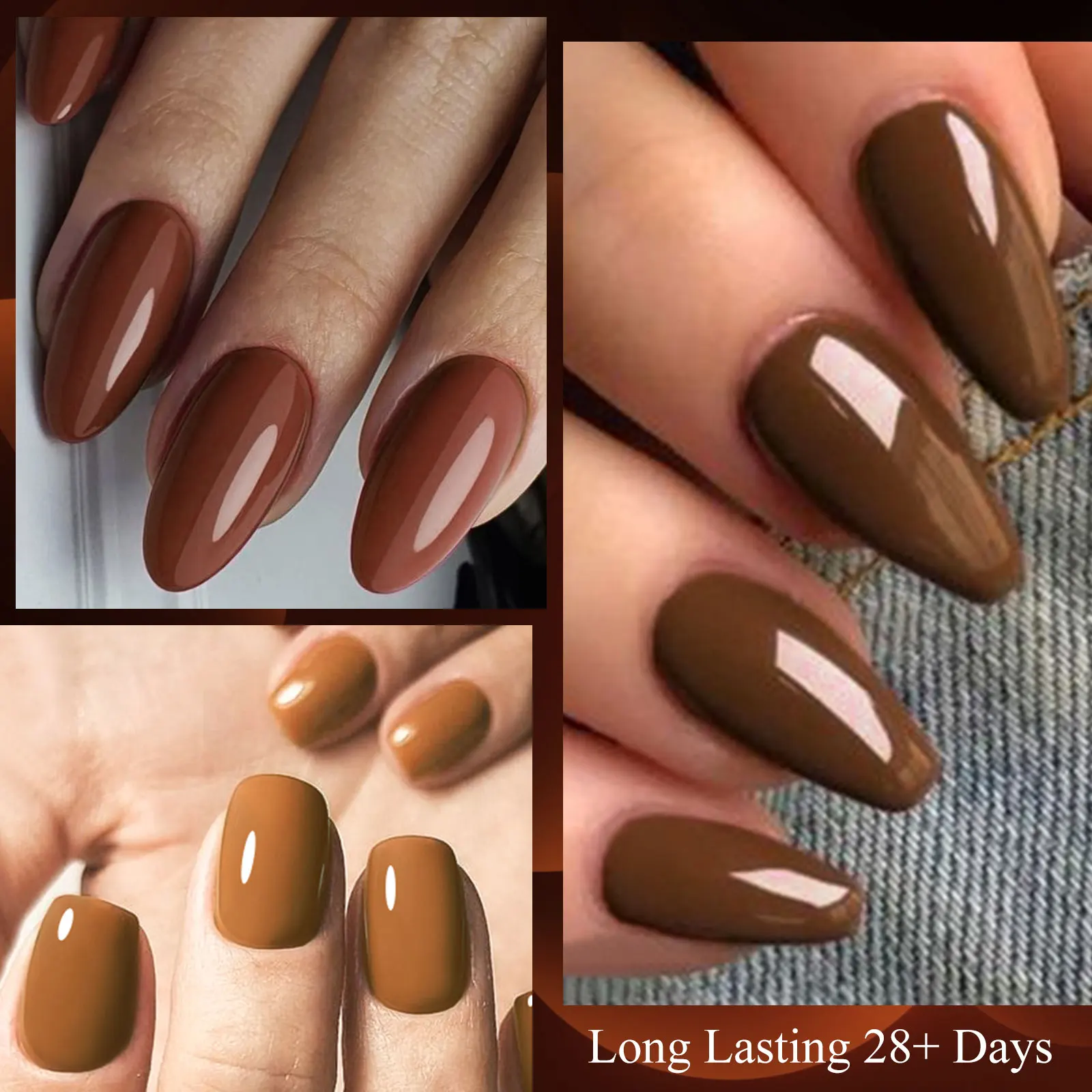 ชุดยาทาเล็บเจล 12 ชิ้น พร้อมเบสโค้ทและท็อปโค้ท สีน้ำตาลแดง สำหรับฤดูหนาว แบบกึ่งถาวร ลอกออกได้ด้วยน้ำยาล้างเล็บเจล ยูวี เจลวานิช ชุดทำเล็บ อุปกรณ์ทำเล็บ