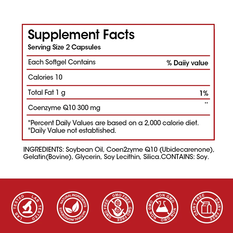 

Coenzyme Q10 Vegan 300mg Capsules Anti-Aging Antioxidant Cardiovascular Heart Health Supports Energy Improves Sleep Quality