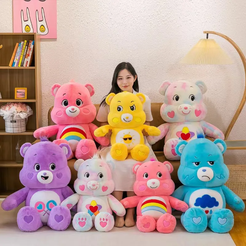 

Miniso 28cm Carebears kawaii Rainbow Bear Plush Pillow Toy Cute Anime Colorful Bear Plush Toy Room Decoration Birthday Gift