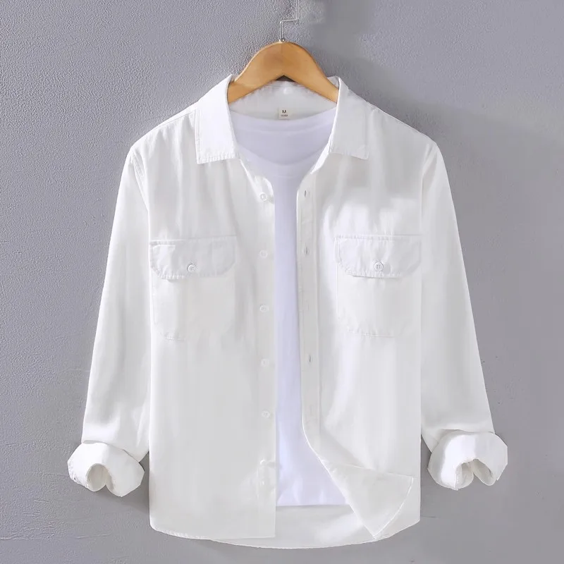 High-End Men's Long Sleeve Workwear Shirt Jacket Casual Style Autumn Collection Breathable Comfortable Polyester Fabric