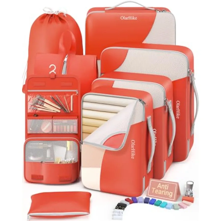 

8 Set Packing Cubes for Travel Gifts for Women Mom Anti-Tearing Suitcase Organizer for Luggage with Shoe Hanging Toiletry Bag V