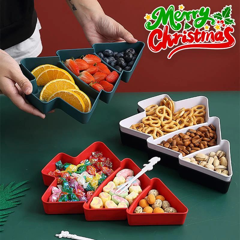 شجرة عيد الميلاد صينية الوجبات الخفيفة 3 الطبقة أطباق فاكهه للمطبخ طاولة طعام التخزين المنظم تخدم طبق لحفلة الحلوى الحلوى #2