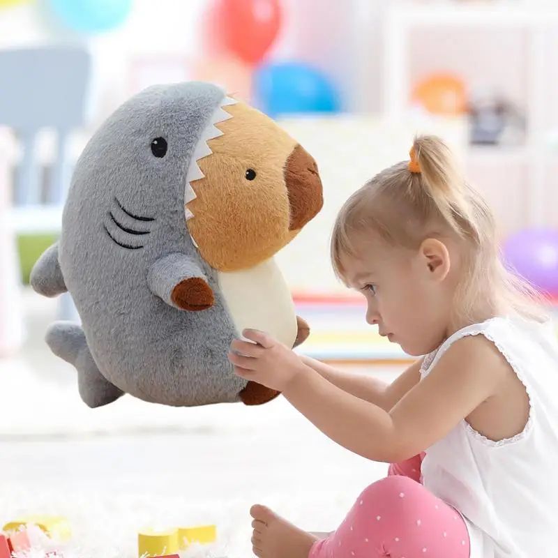 Capybara Gefüllte 13,7 Zoll Reversible Plüsch Hai Capybara Gefüllte Kissen Spielzeug Ästhetische Handwerk Ornament Cartoon Tier Kissen Für