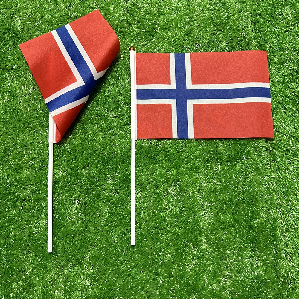 SKY FLAG 21*14cm Norway Hand Waving Flags With Plastic Pole for Sports Activity Home Decoration