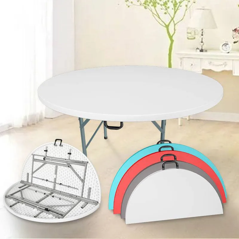 Outdoor 10 people Portable White Plastic Round Folding Dining Wedding Table 180cm For Events