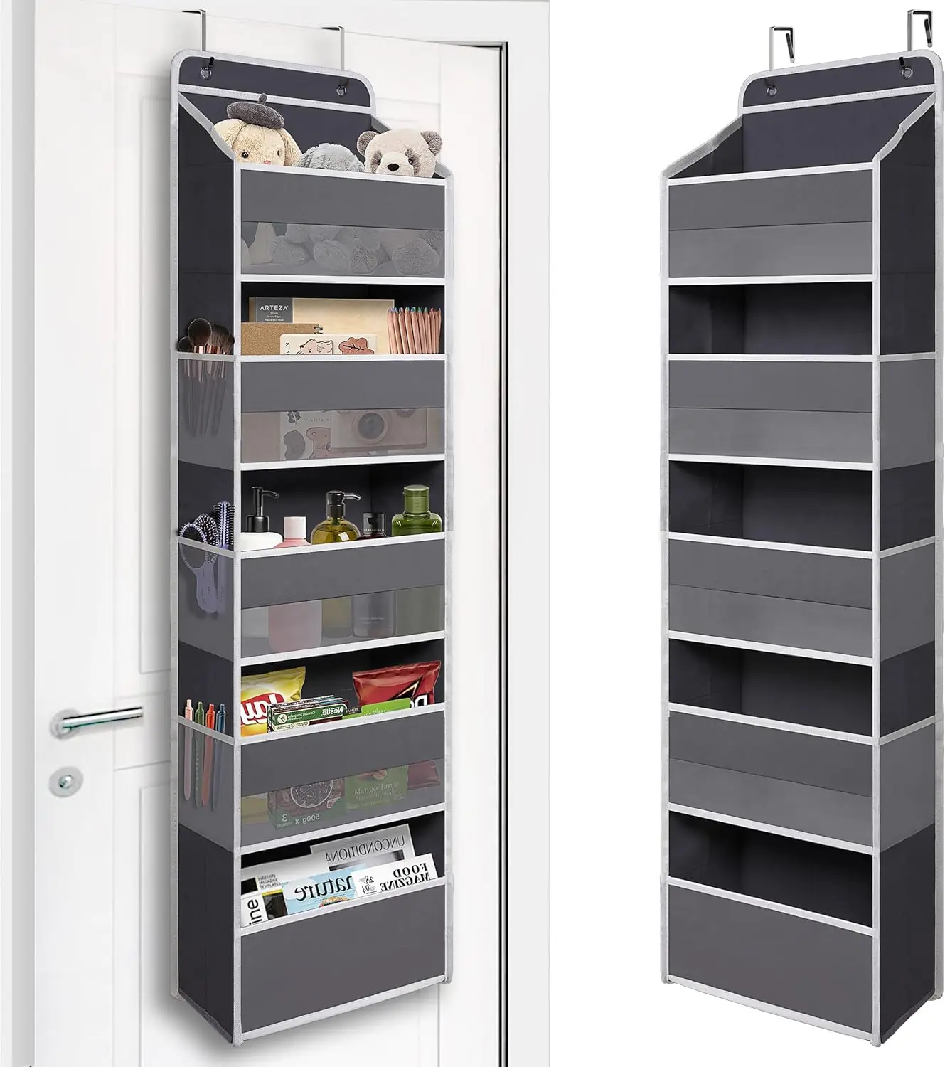 

Органайзер на дверь с 5 большими карманами, сверхпрочный подвесной органайзер для хранения, для шкафа, ванной, детской, спальни, общежития, для игрушек