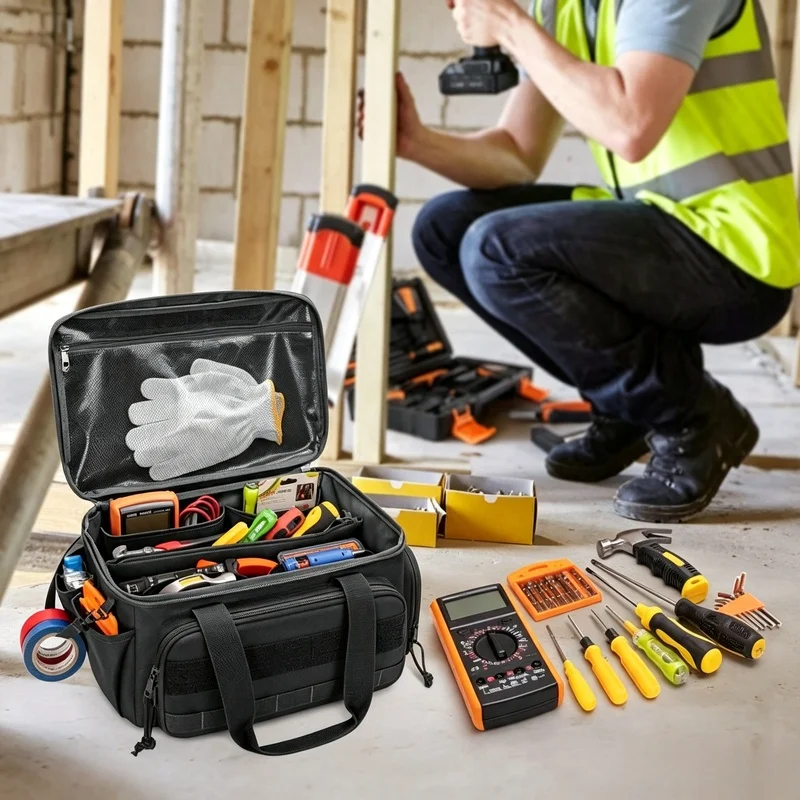 Electrician's tool kit, sturdy and durable, woodworking storage bag, portable repair tool bag, multi-functional work tote bag