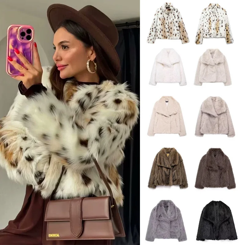 

Модная шуба с леопардовым принтом, теплая женская зимняя верхняя одежда Ele Cross-Border Sle, длинная, обычная, из тонкой шерсти