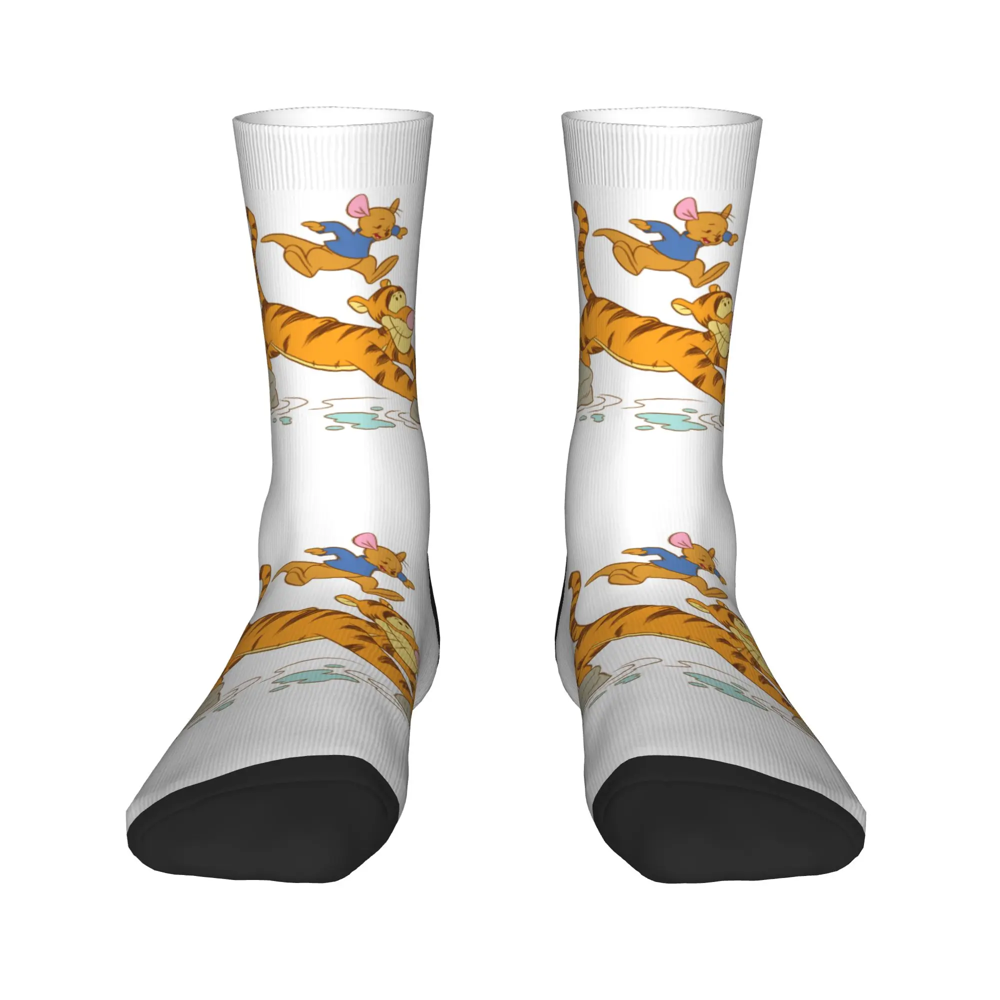 

Cartoon Winnie The Pooh Animation Mens Crew Socks Unisex Novelty 3D Printed Tigger Dress Socks