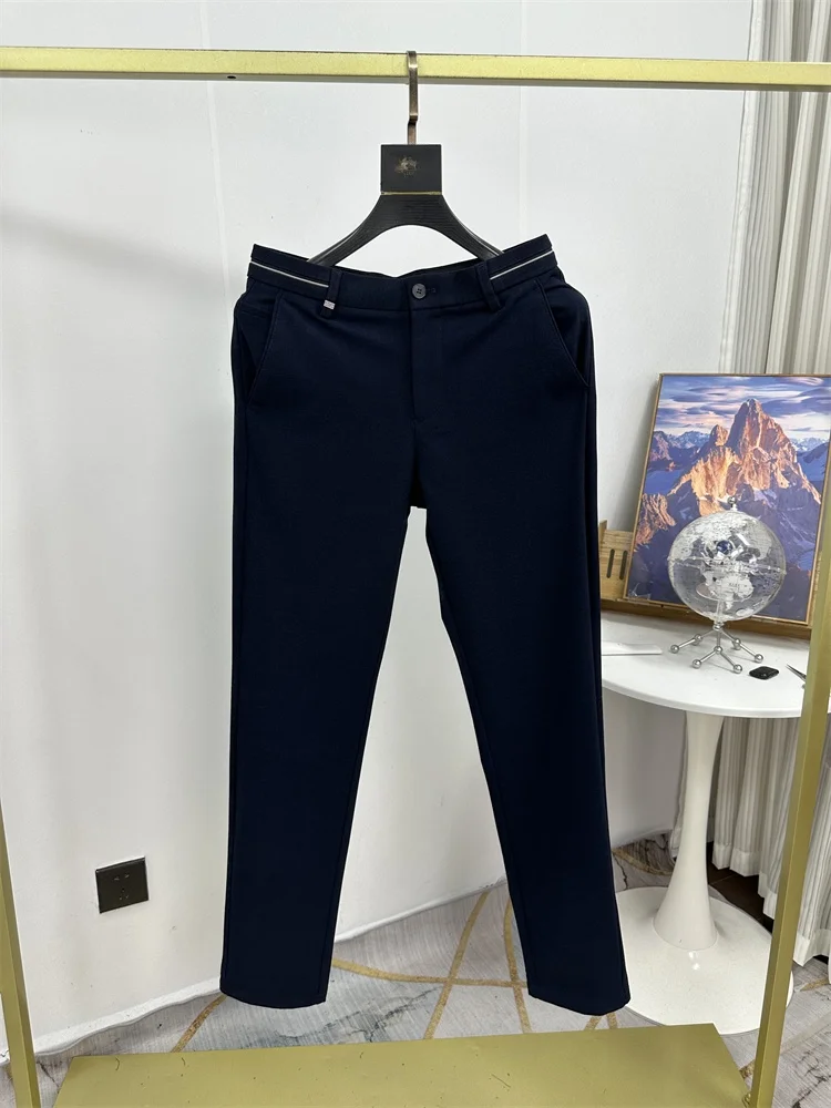 

Men's Faion Busin Casual Pants Elastic Four Sides Slimming k Blue Spring Autumn Leisure Polyester Fiber Breathable