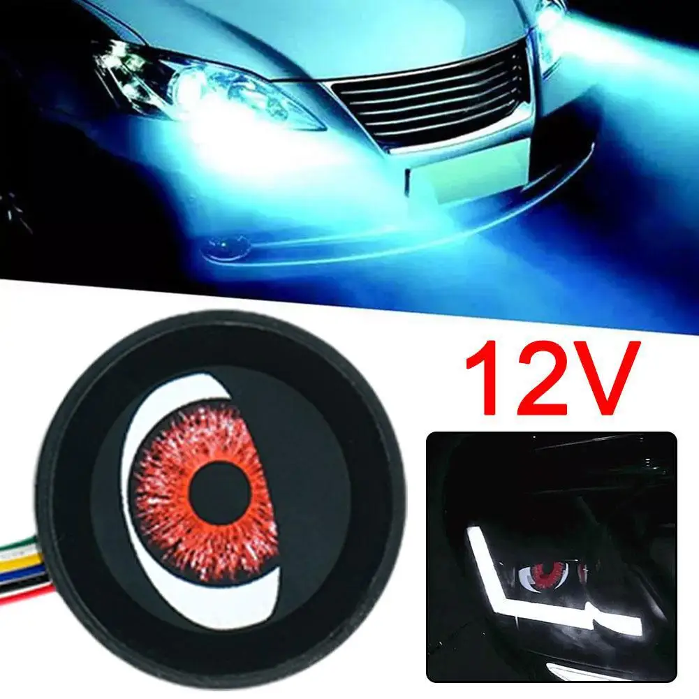 12V Demon Eyes Car Flashing Logo LED Headlights Car Exterior Trim Accessories Para Auto DIY APP Custom Dynamic Car Headlights