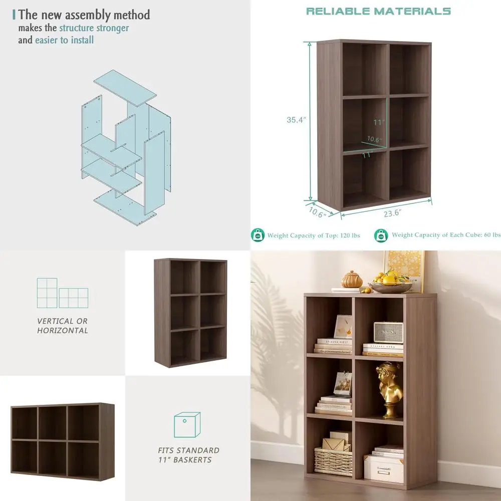 Walnut 3-Tier Wooden Floor Bookshelf - Home & Office Storage Organizer