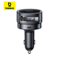Baseus 60W Car Charger 45W Retractable Cable Fast Charging 3 Ports 180° Rotating Car Phone Charger For Laptop iPhone Samsung