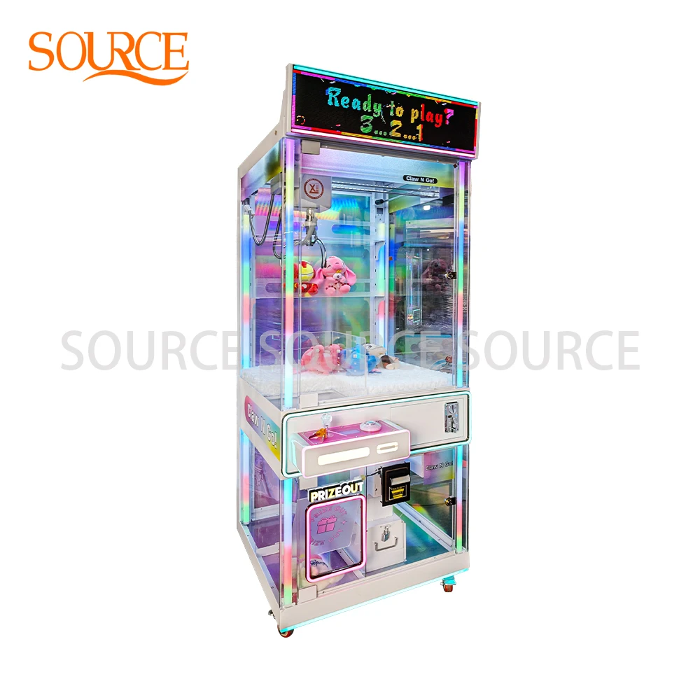 Source Claw Machine LED Lights Arcade Crane Machine Customizable For Shopping Mall With Bill Acceptor Coin Operate Machine