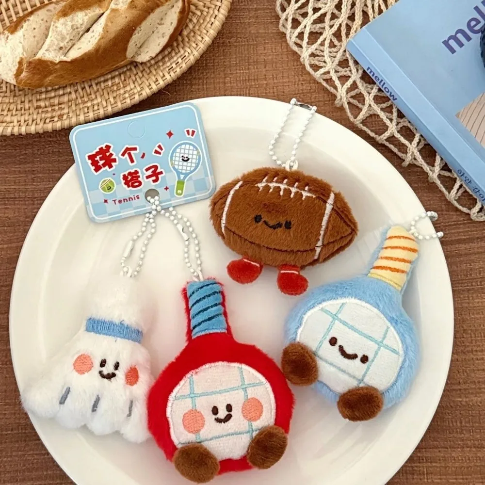 2Pcs/set Cute Cartoon Racquet Keychain Plush Racquet Set Doll Pendant Toy Pendant Best Friend Pendant