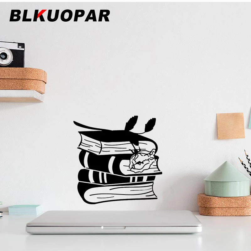 

BLKUOPAR A Pile Of Books Knowledge Car Stickers Creative Occlusion Scratch Decal Windows Fuel Tank Cap VAN Car Door Protector