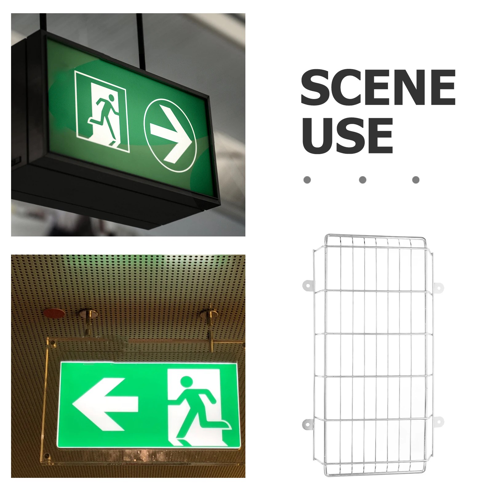 قفص معدني شديد التحمل لسلك إضاءة الطوارئ لحماية علامة الخروج، غطاء شبكي آمن مثبت على الحائط، مراكز الفنادق